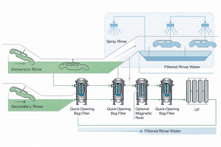 Circulating Water Filtration for Automotive Paint Shops